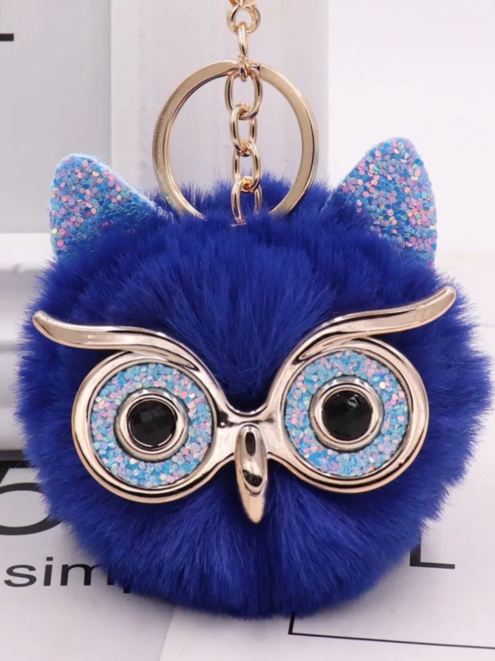 1pc Fashion Trend Owl Plush Key Chain Imitation Rabbit Hair Ball Bag Pendant - Picture 9 of 16